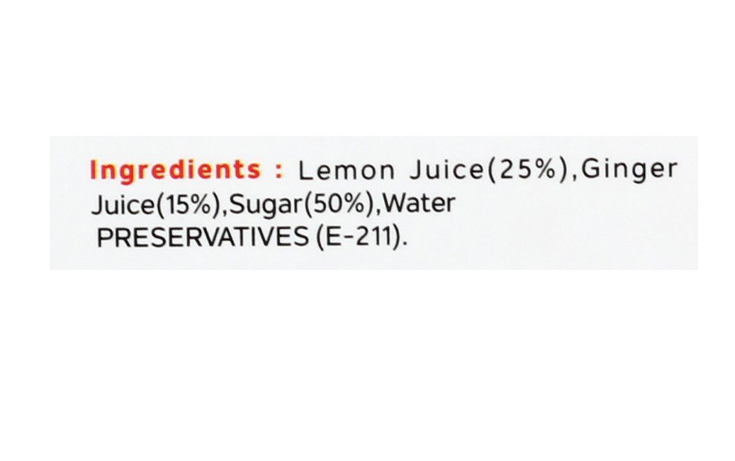 Urban Platter Lemon Squash, Enriched With Ginger   Bottle  1 litre